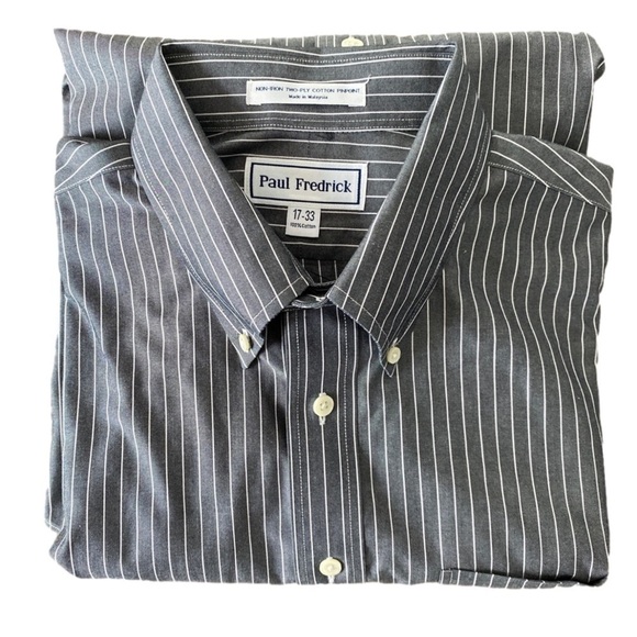 NWOT Paul Fredrick Bundle of 2 Men's Button Down Collar Dress Shirts Size 33-17 - Picture 5 of 5